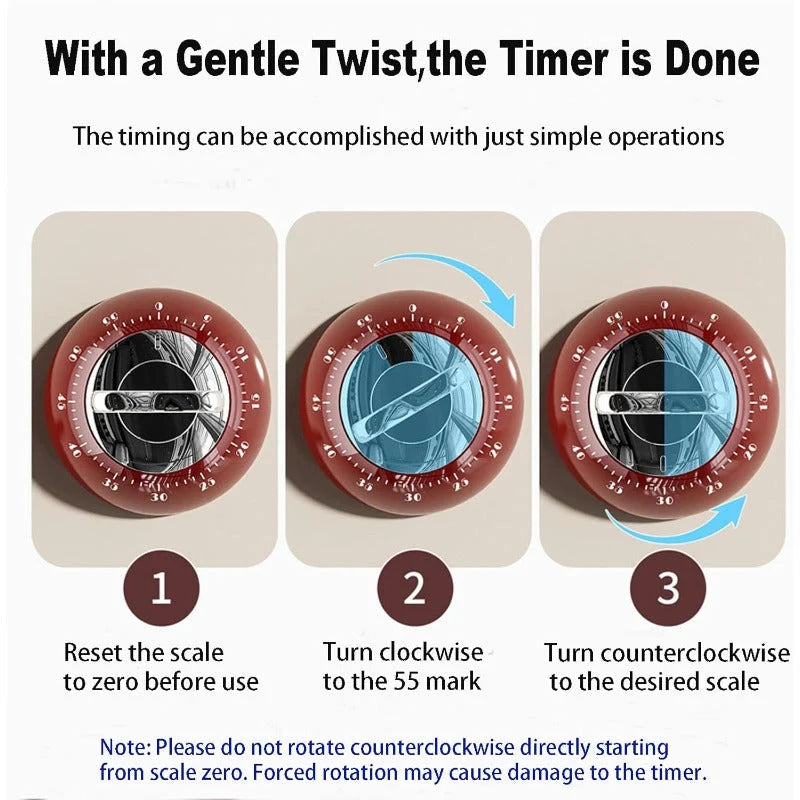 Kitchen Timer | Magnetic Back & Wind-Up | 0–60 Min
