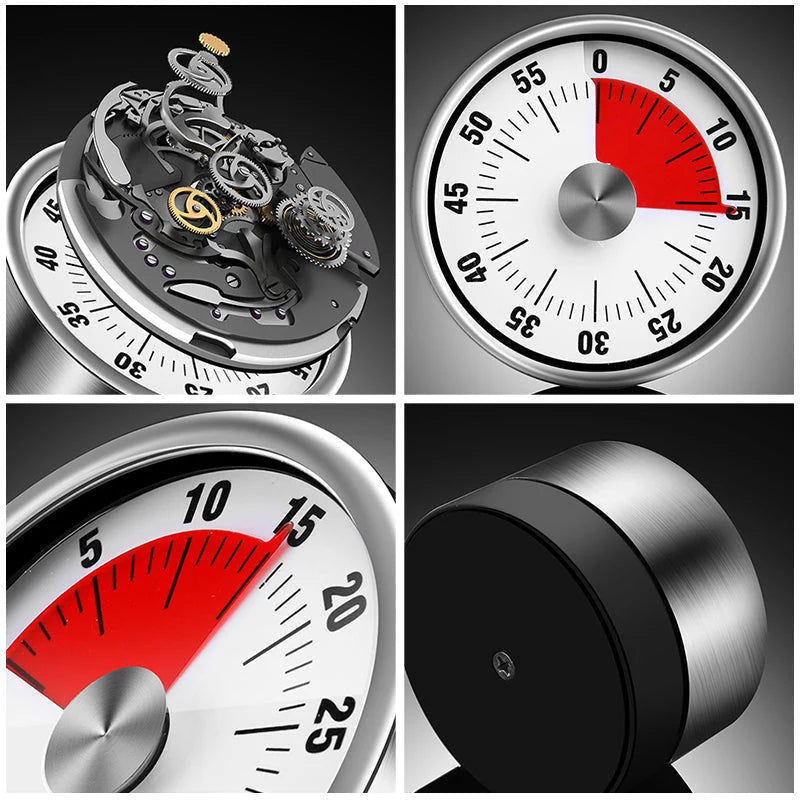 Kitchen Timer | Mechanical Stainless Steel & Magnetic Base | 59-Minute