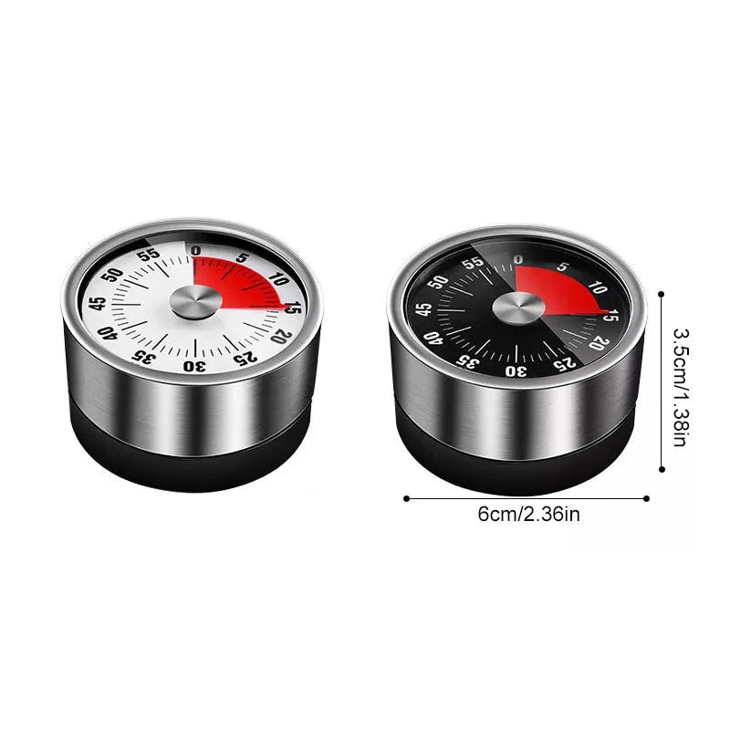 Kitchen Timer | Mechanical Stainless Steel & Magnetic Base | 59-Minute