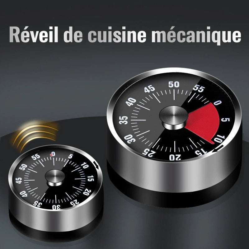 Kitchen Timer | Mechanical Stainless Steel & Magnetic Base | 59-Minute