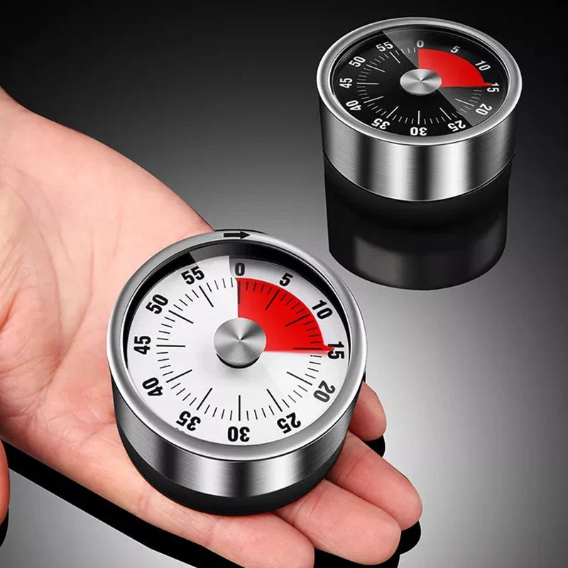 Kitchen Timer | Mechanical Stainless Steel & Magnetic Base | 59-Minute