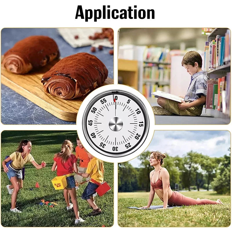 Kitchen Timer | Mechanical Stainless Steel & Magnetic Base | 59-Minute