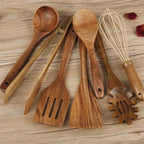 Kitchen Utensil Set | Heat-Resistant & Non-Scratch Natural Wood | 7-Piece