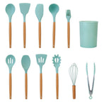 Kitchen Utensil Set | Heat-Resistant Silicone & Wooden Handles | Set of 11