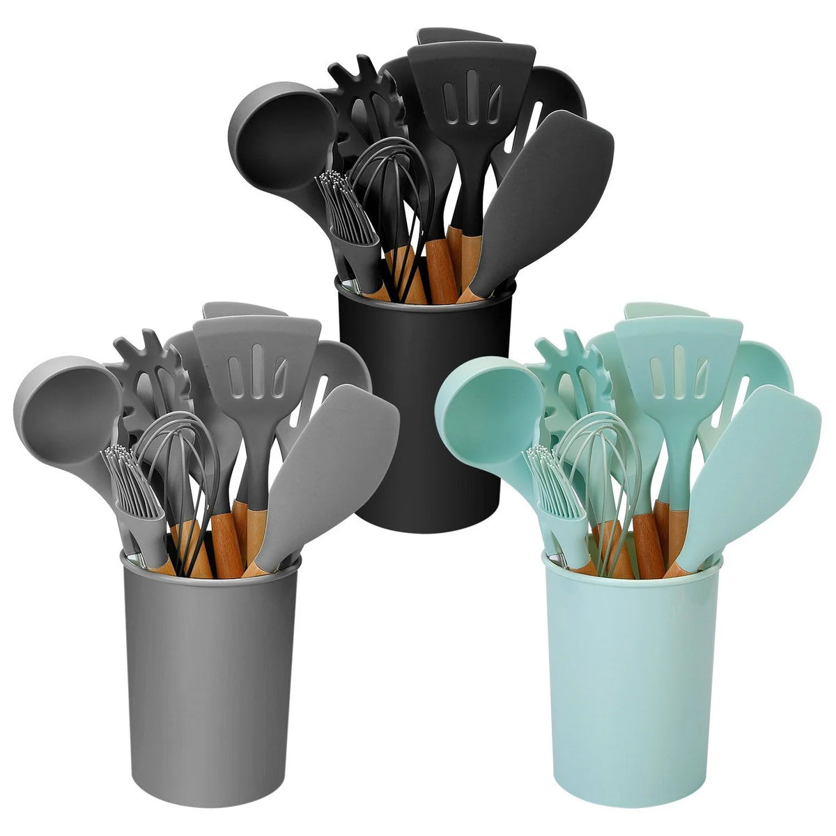 Kitchen Utensil Set | Heat-Resistant Silicone & Wooden Handles | Set of 11