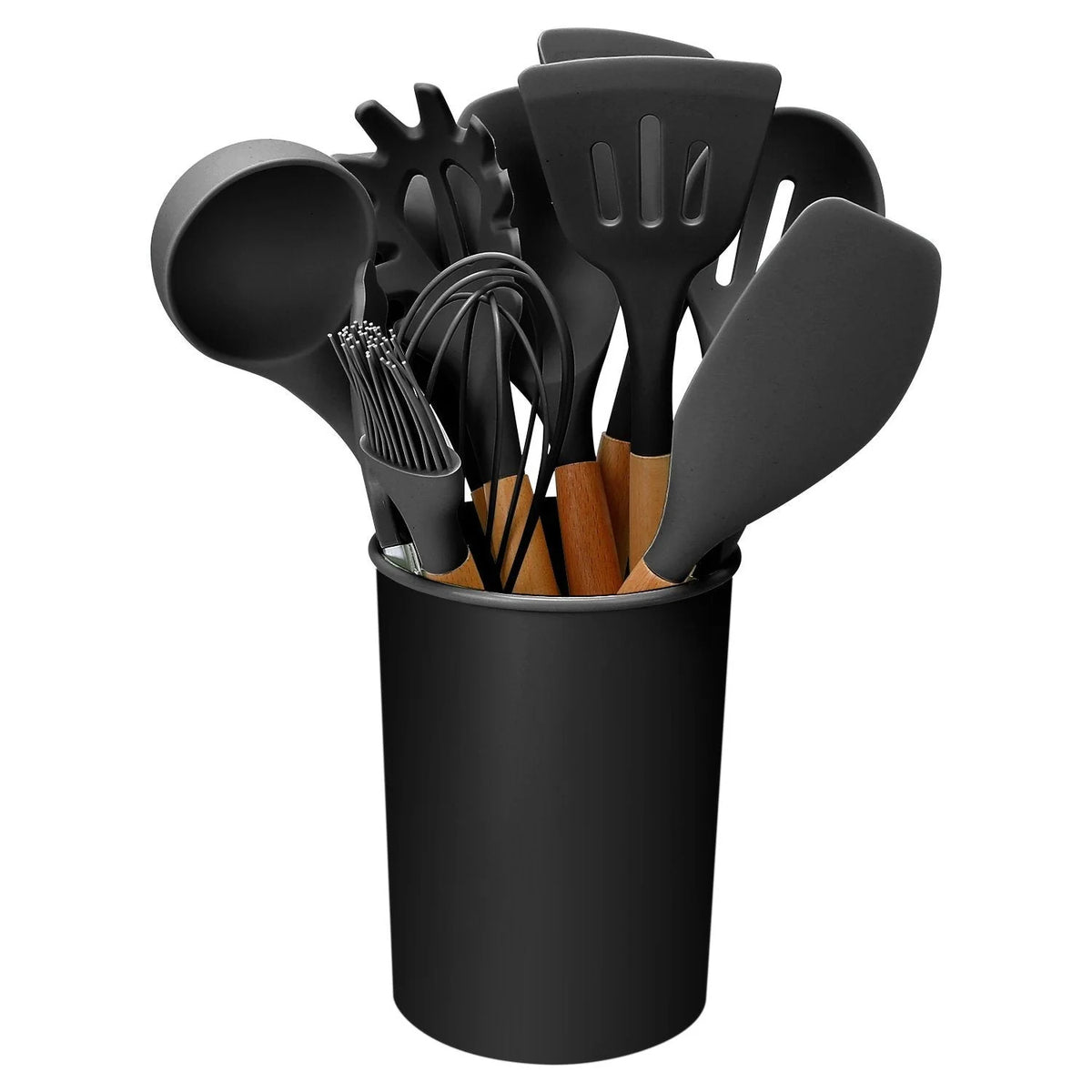 Kitchen Utensil Set | Heat-Resistant Silicone & Wooden Handles | Set of 11