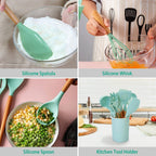 Kitchen Utensil Set | Heat-Resistant Silicone & Wooden Handles | Set of 11