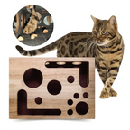 Kratzpuzzlebox für Katzen | Eichenholz & mit Leckerlis befüllbar | 33 x 26 x 7 cm