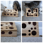 Kratzpuzzlebox für Katzen | Eichenholz & mit Leckerlis befüllbar | 33 x 26 x 7 cm