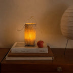Lantern | Handwoven Natural Fiber Shade & Flickering LED