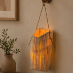 Lantern | Handwoven Natural Fiber Shade & Flickering LED