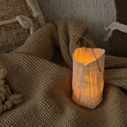 Lantern | Handwoven Natural Fiber Shade & Flickering LED