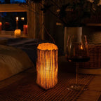 Lantern | Handwoven Natural Fiber Shade & Flickering LED