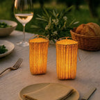 Lantern | Handwoven Natural Fiber Shade & Flickering LED
