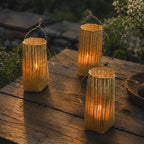 Lantern | Handwoven Natural Fiber Shade & Flickering LED