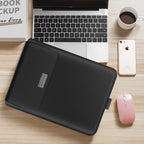 Laptop Sleeve | Textured PU Leather & Integrated Mouse Pad Flap | Fits 13–15.6 Inch