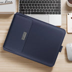 Laptop Sleeve | Textured PU Leather & Integrated Mouse Pad Flap | Fits 13–15.6 Inch