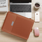 Laptop Sleeve | Textured PU Leather & Integrated Mouse Pad Flap | Fits 13–15.6 Inch