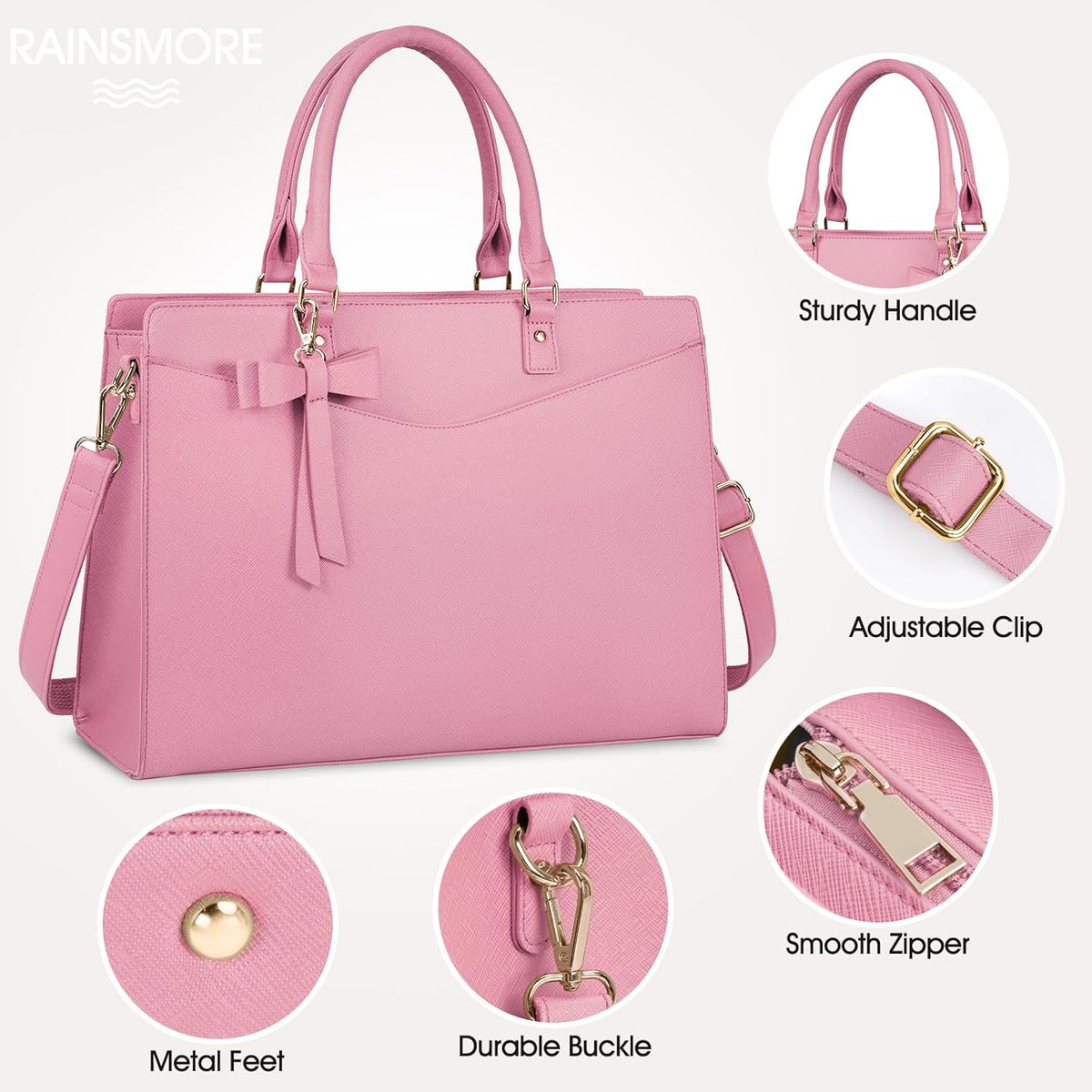 Laptop Tote | Waterproof PU Leather & Padded 15.6-Inch Compartment