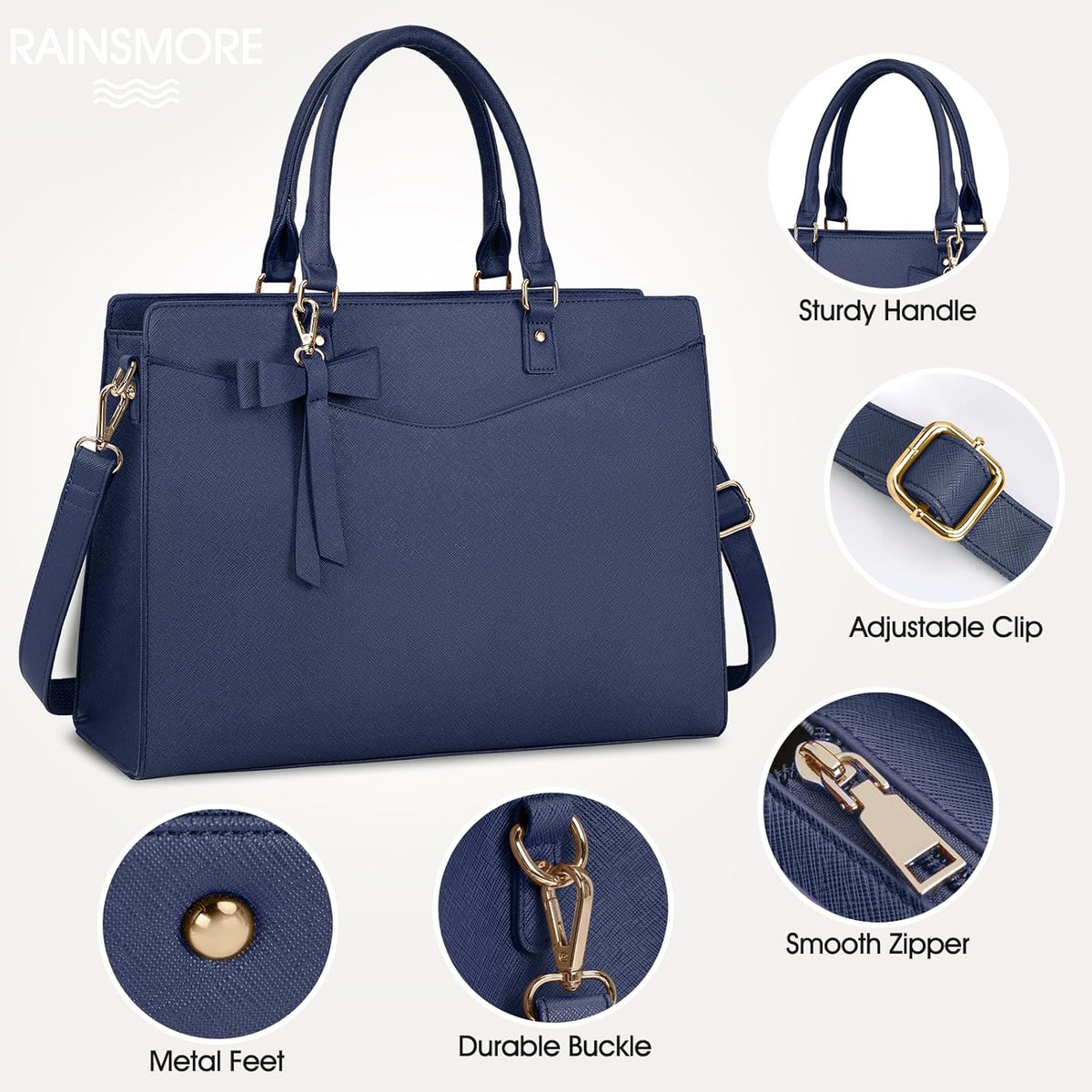 Laptop Tote | Waterproof PU Leather & Padded 15.6-Inch Compartment