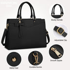 Laptop Tote | Waterproof PU Leather & Padded 15.6-Inch Compartment