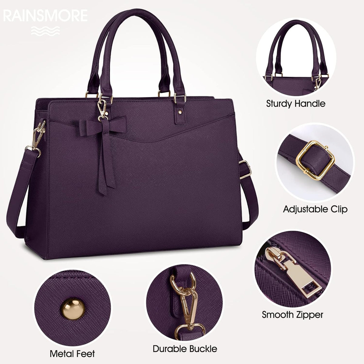 Laptop Tote | Waterproof PU Leather & Padded 15.6-Inch Compartment