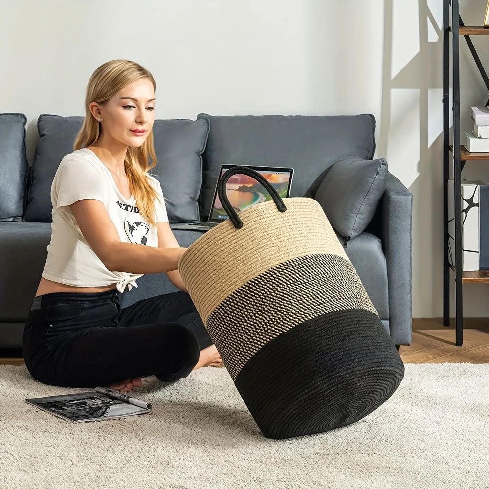 Laundry Basket | Woven Cotton & Collapsible | 58 L