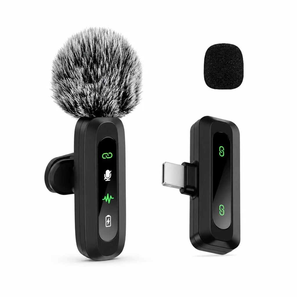 Lavalier Microphone | Compact Wireless USB-C Clip-On | Windscreen & Charger Included
