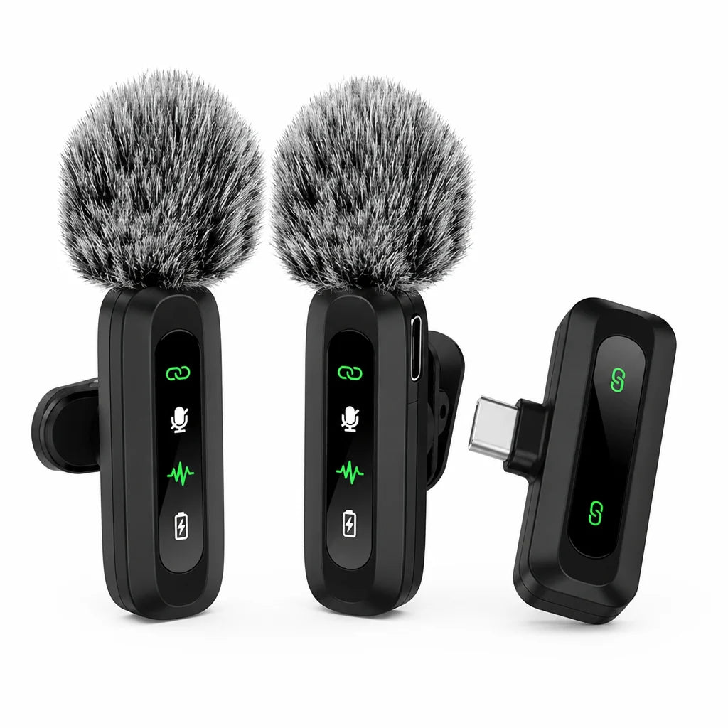 Lavalier Microphone | Compact Wireless USB-C Clip-On | Windscreen & Charger Included