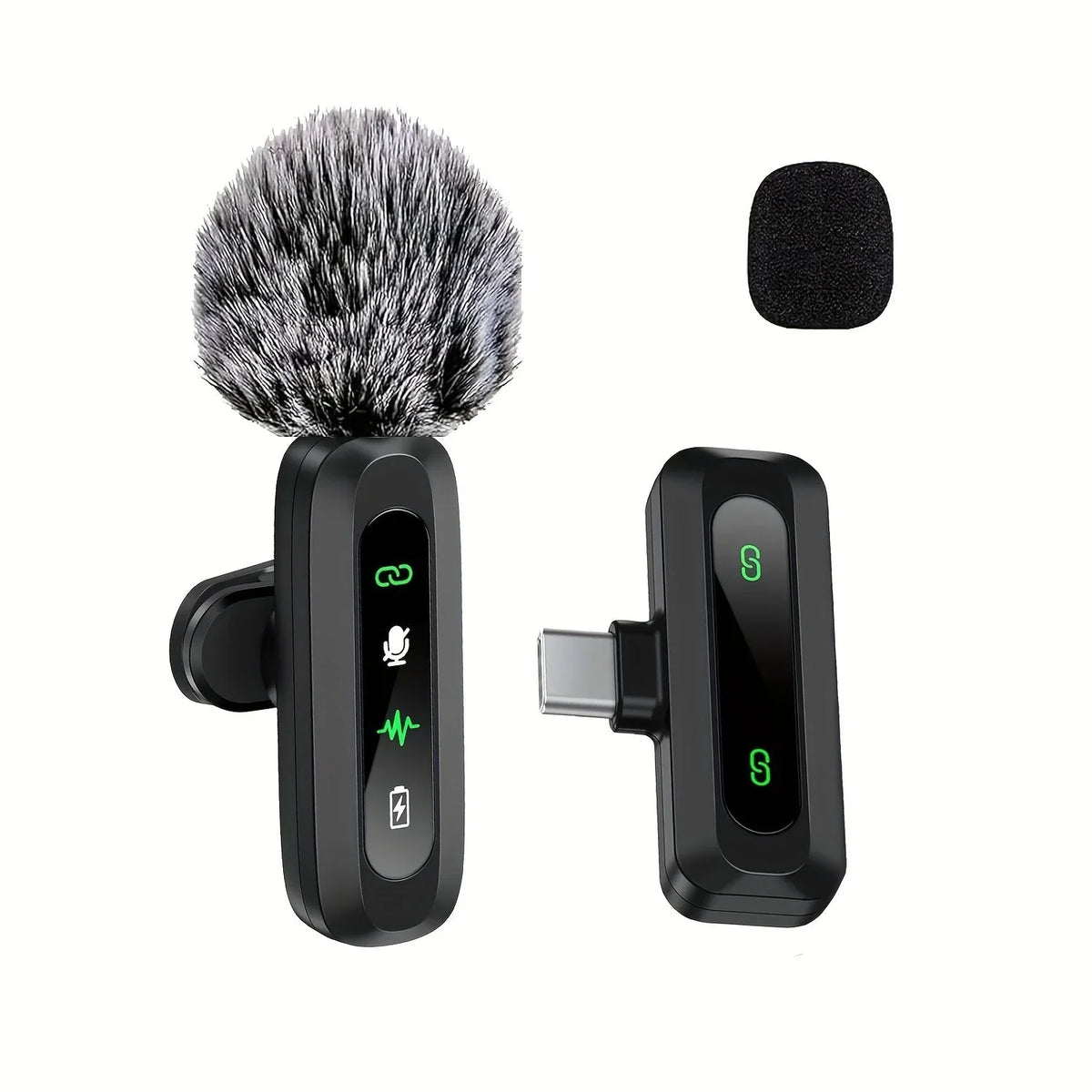 Lavalier Microphone | Compact Wireless USB-C Clip-On | Windscreen & Charger Included