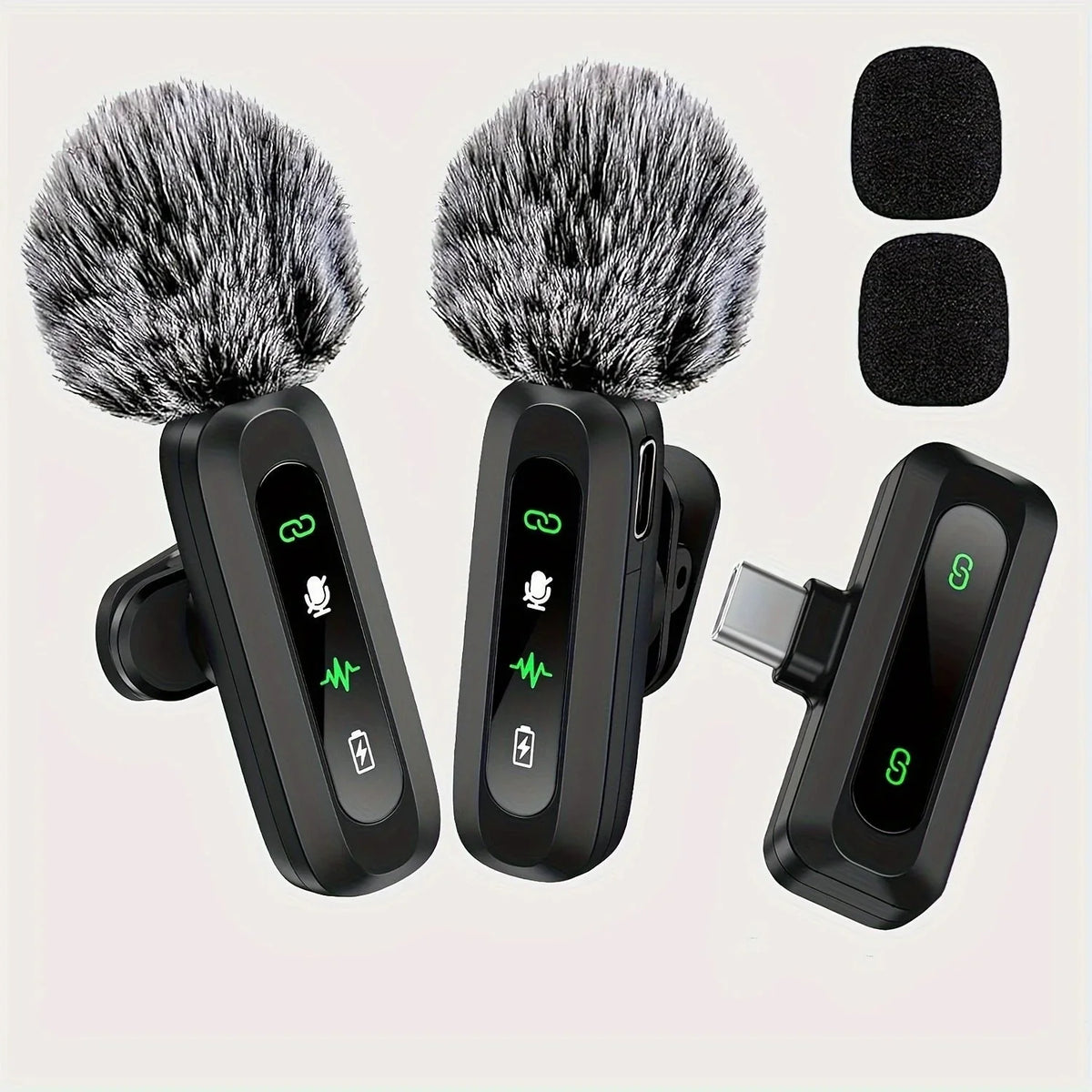 Lavalier Microphone | Compact Wireless USB-C Clip-On | Windscreen & Charger Included