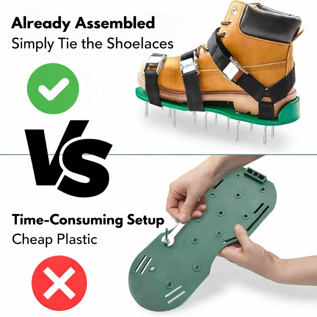 Lawn Aerator Shoes | Metal Spikes & Adjustable Straps