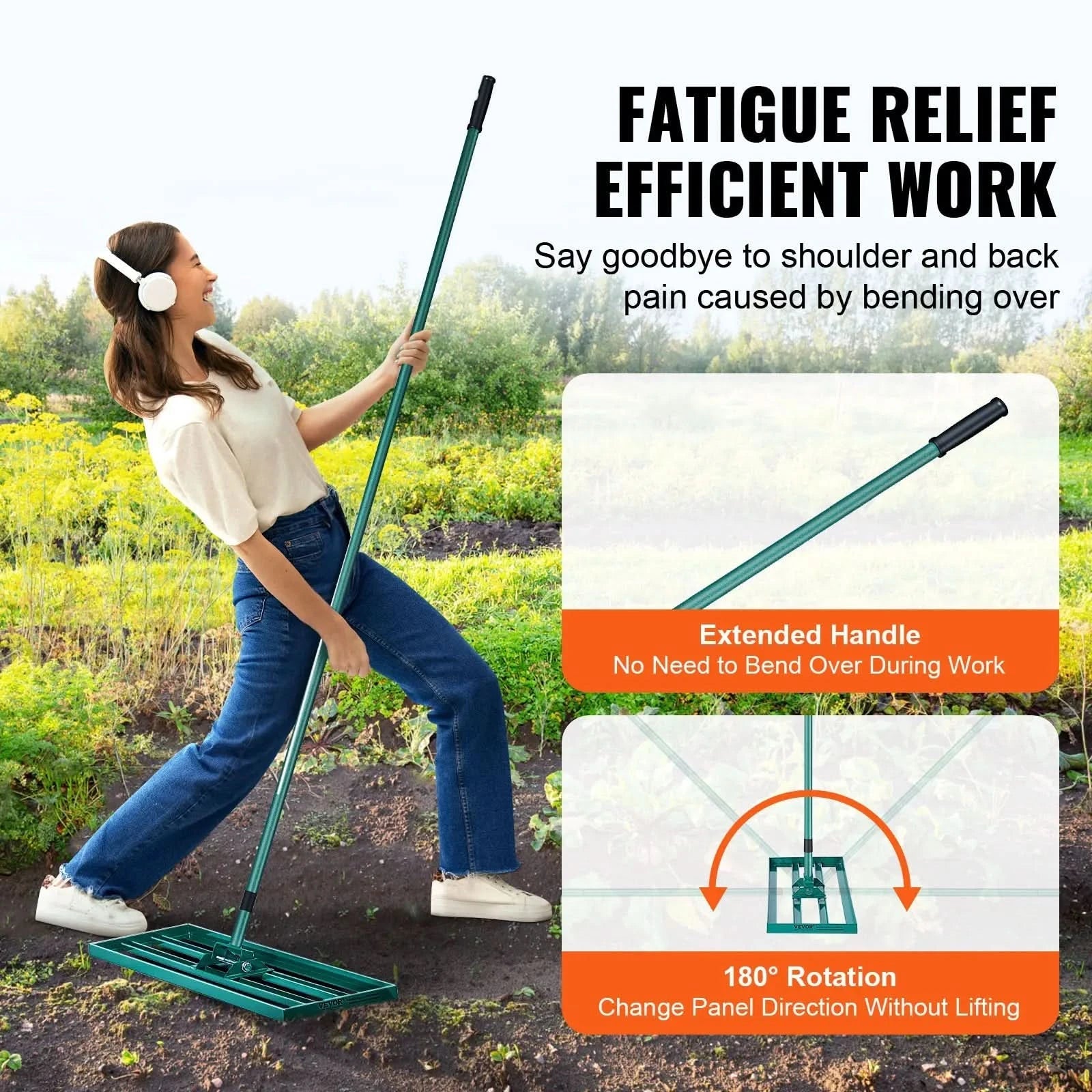 Lawn Rake | Ergonomic Long Handle | 91 cm Aluminum