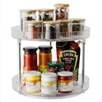 Lazy Susan Organizer | Clear Plastic Smooth-Spinning | 2-Tier