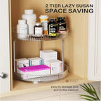 Lazy Susan Organizer | Clear Plastic Smooth-Spinning | 2-Tier