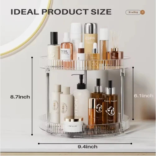 Lazy Susan Organizer | Clear Plastic Smooth-Spinning | 2-Tier