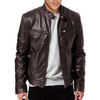 Leather Jacket | Split Leather Biker Style | Button-Down Collar