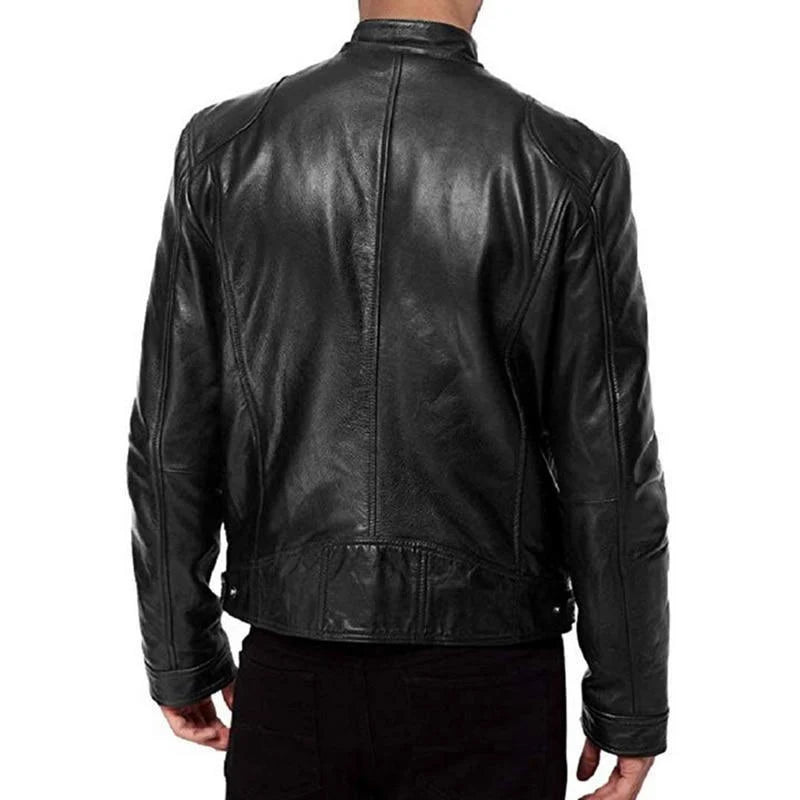 Leather Jacket | Split Leather Biker Style | Button-Down Collar