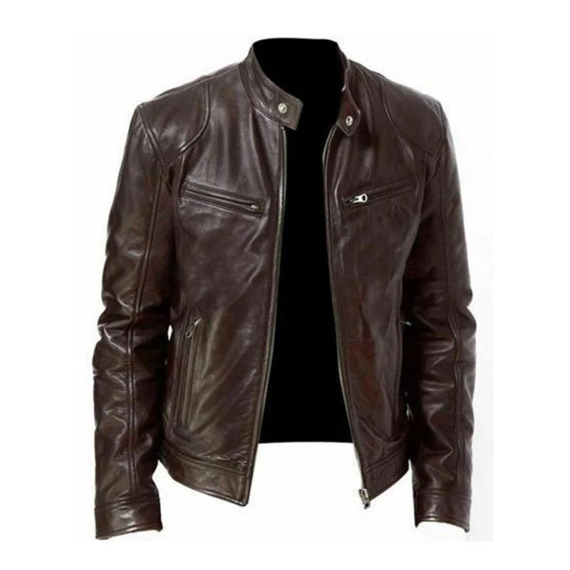 Leather Jacket | Split Leather Biker Style | Button-Down Collar
