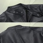 Leather Jacket | Split Leather Biker Style | Button-Down Collar