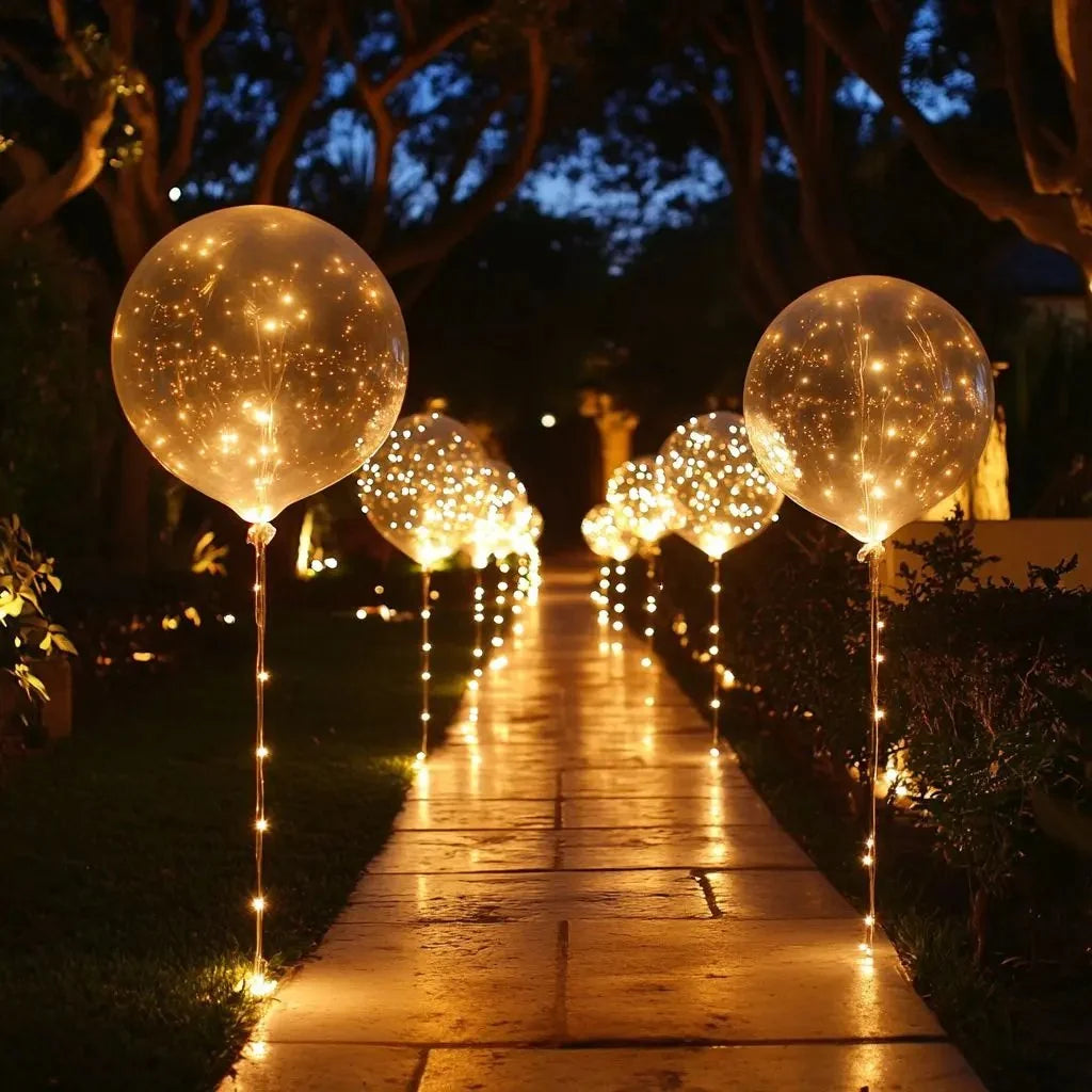 LED Balloons | Transparent & Warm White Light Wire | Set of 10