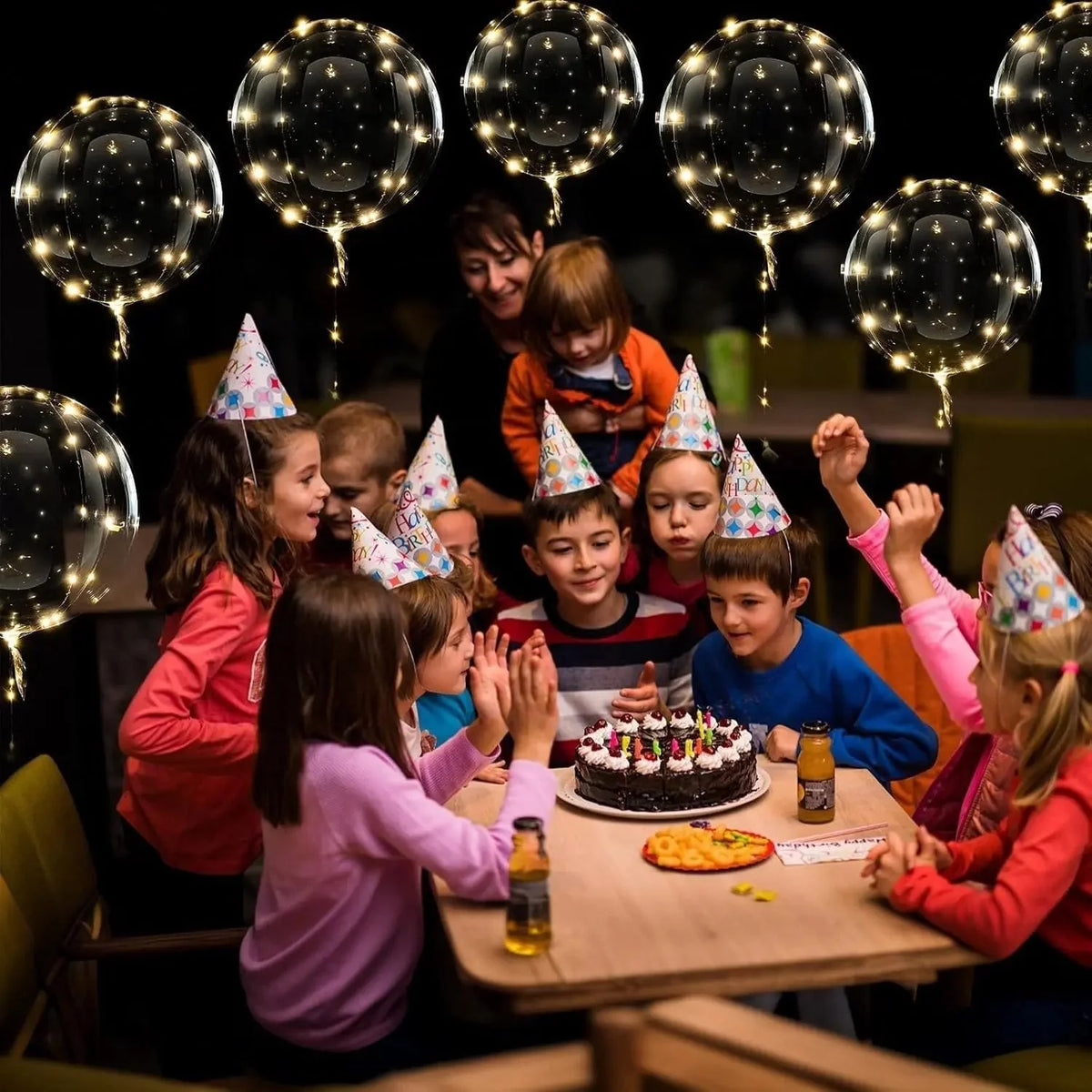 LED Balloons | Transparent & Warm White Light Wire | Set of 10