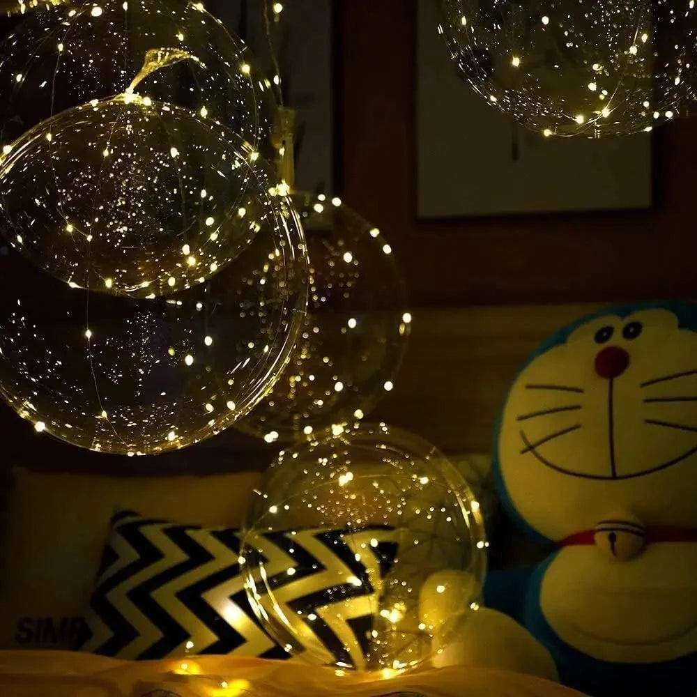 LED Balloons | Transparent & Warm White Light Wire | Set of 10