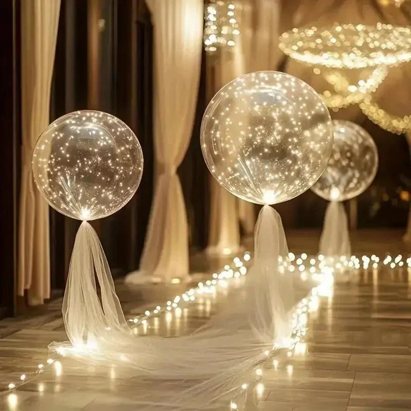 LED Balloons | Transparent & Warm White Light Wire | Set of 10