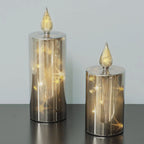 LED Candle Set | Smoky Glass & Starry Light Effect | Timer, 2 Pieces