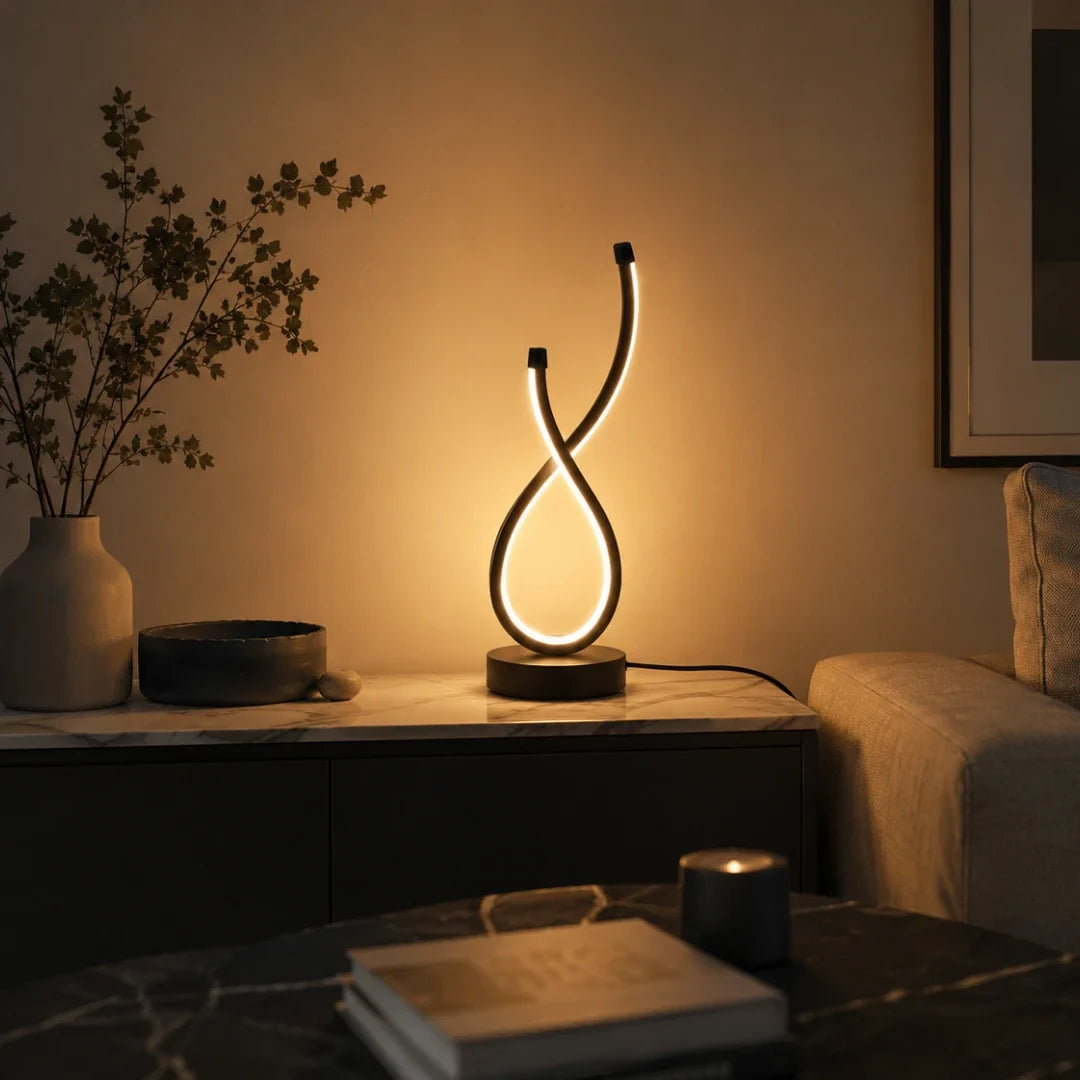 LED Desk Lamp | Sculpted Infinity Loop & 3 Light Settings
