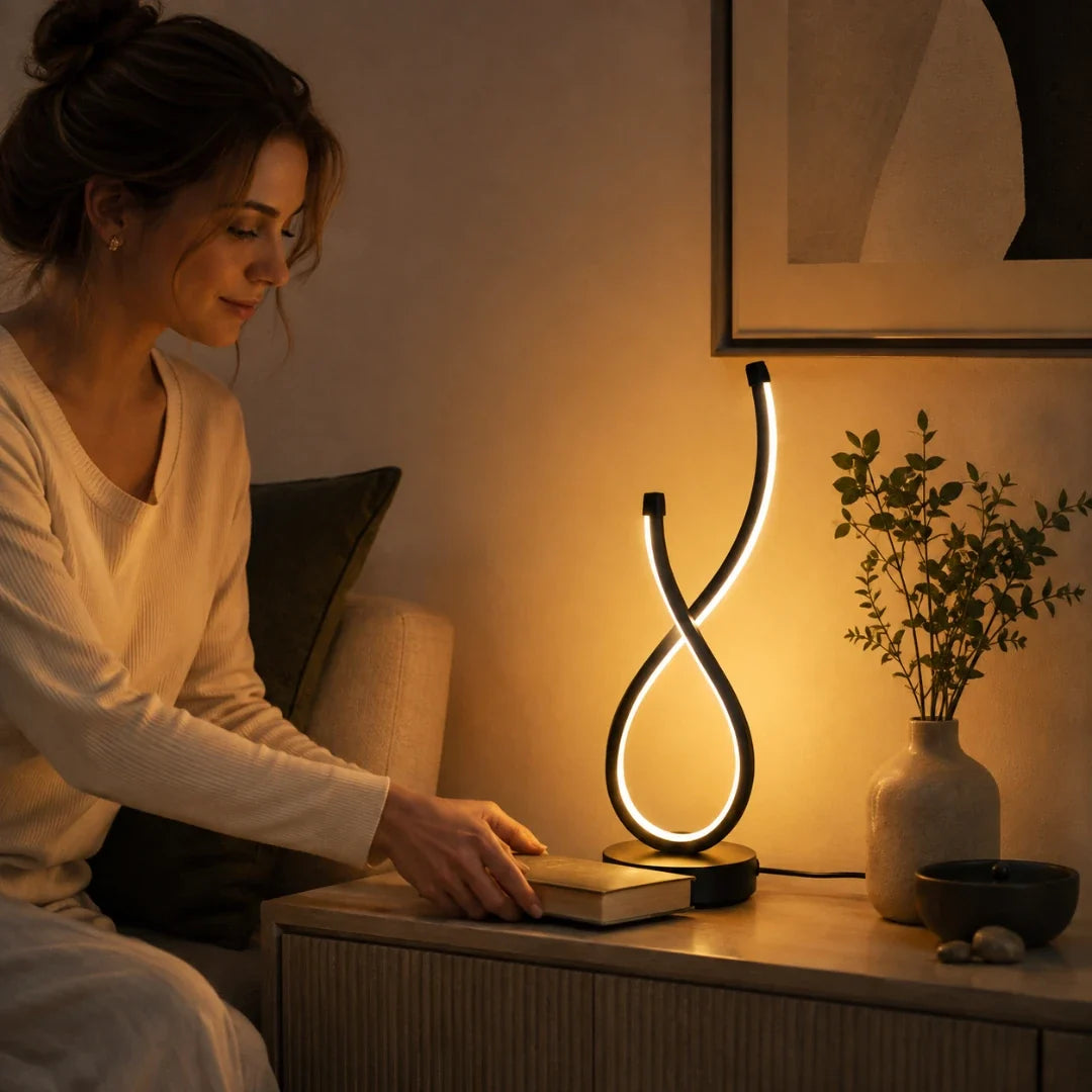 LED Desk Lamp | Sculpted Infinity Loop & 3 Light Settings
