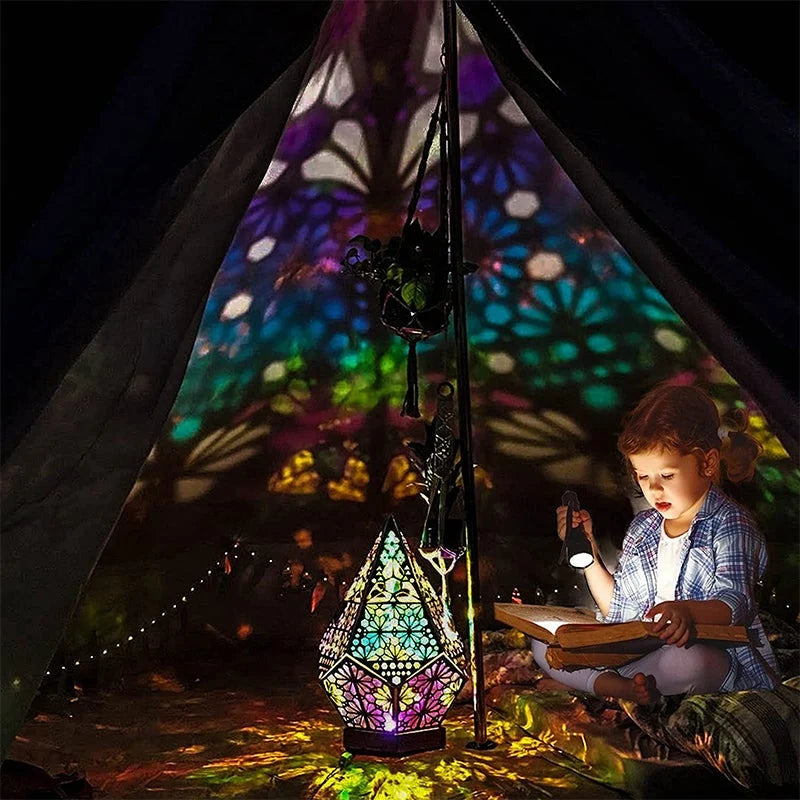 LED Floor Lamp | Boho Starry Sky Projection & USB-Powered