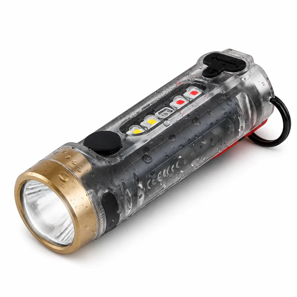 LED Keychain Flashlight | USB Rechargeable & 11 Modes | 6.5 x 1.5 cm