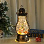 LED Lantern | Animated Snowfall & Rotating Snow Globe Scene | Tabletop